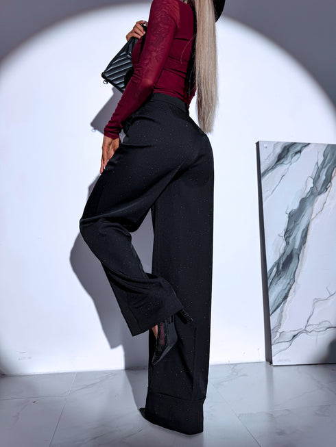 "LUX LASH VS8125-1" fabric pants - BLACK